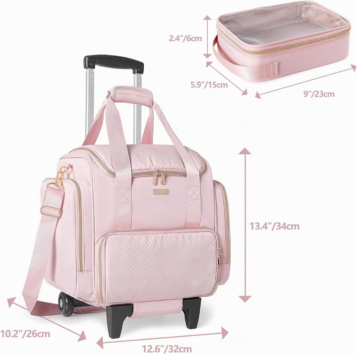 Rollbare Make-up Tasche mit 4 Einzelnen Koffern, professioneller Makeup Koffer mit Rollen Reisetasch