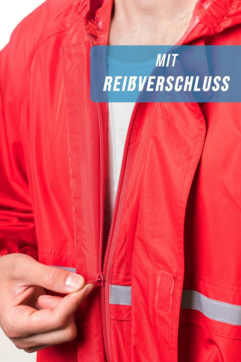 HOCK Regenponcho mit Reissverschluss und Ärmeln - Fahrradponcho Wasserdicht & Atmungsaktiv - Mit Kap