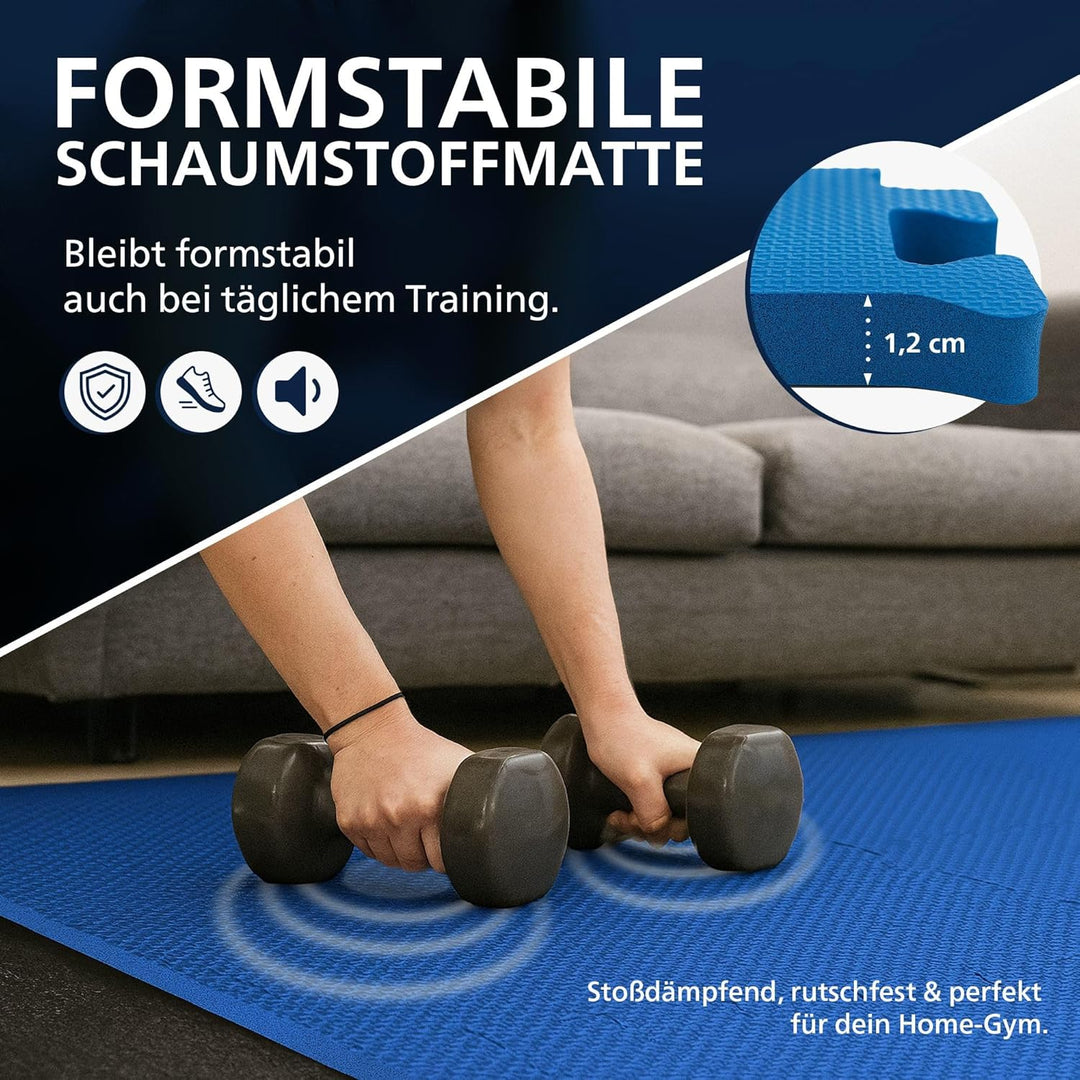 CLP Bodenschutzmatte Fitness 60x60 cm gross extra dick 6er Set Puzzlematte, rutschfeste Schutzmatten