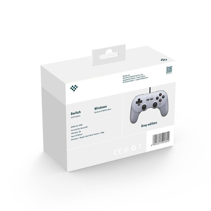 8Bitdo Pro 2 Wired USB Controller for SwitchPCmacOSAndroidSteam & Raspberry Pi (Grey Edition) Single
