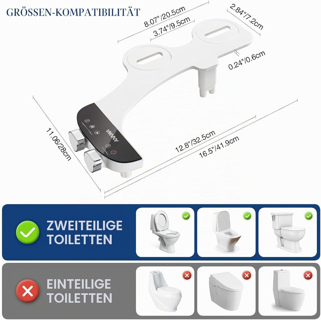 Bidet Aufsatz für Toilette, Cold/Heiss Water Bidet Dusch-WC,mit Einziehbare selbstreinigende Doppeld