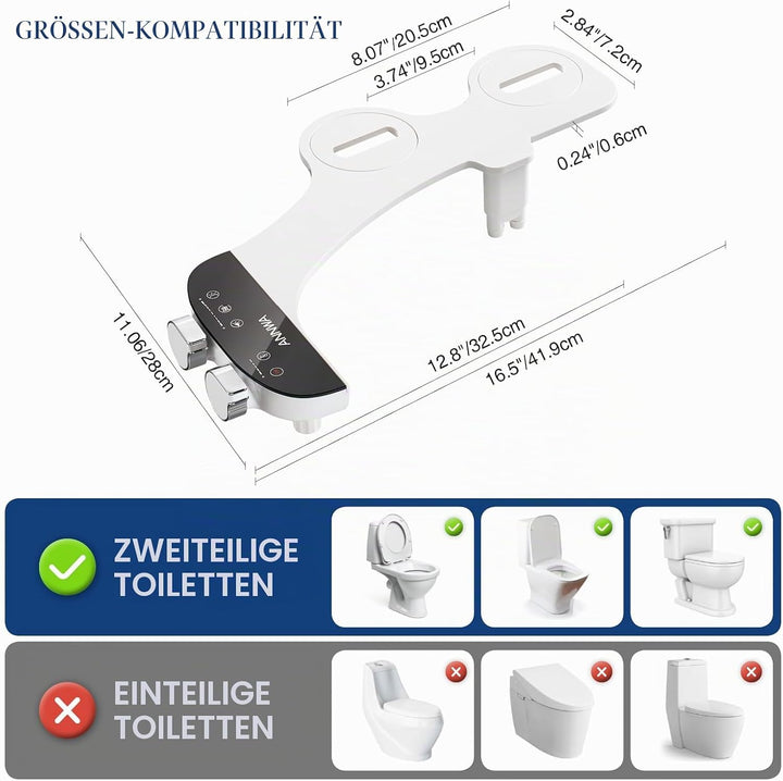 Bidet Aufsatz für Toilette, Cold/Heiss Water Bidet Dusch-WC,mit Einziehbare selbstreinigende Doppeld