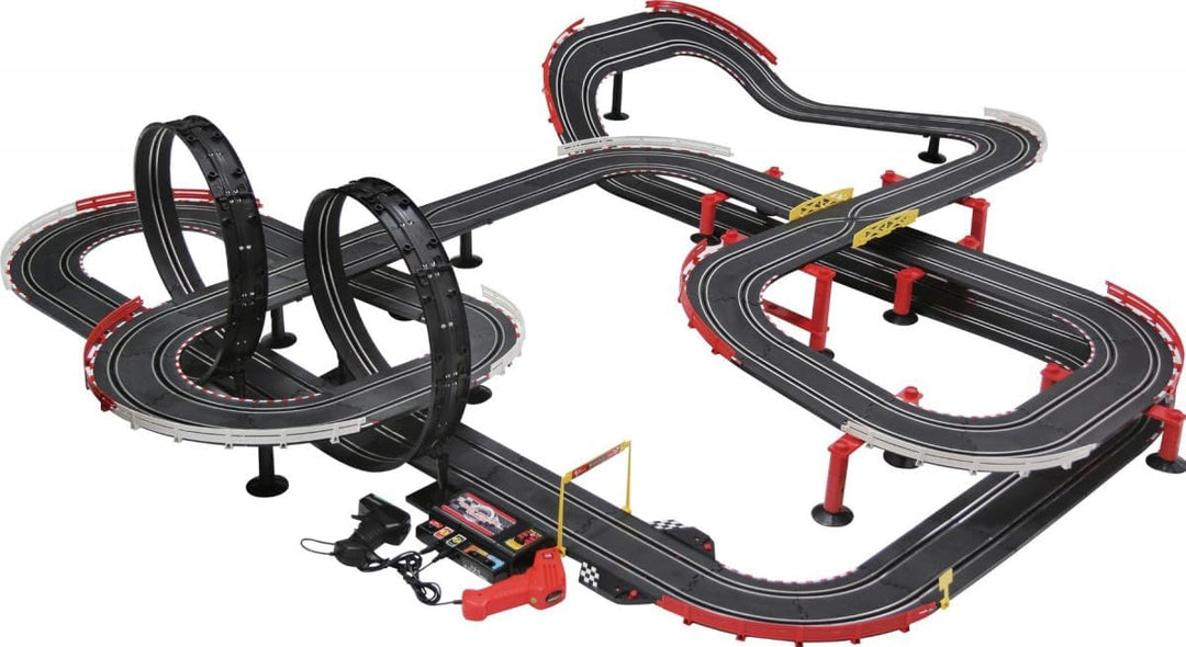 BSD Gigant Spielzeug Rennbahn Riesenrennbahn, Länge 14 Meter (1420cm), Massstab 1:43, Geschwindigkei