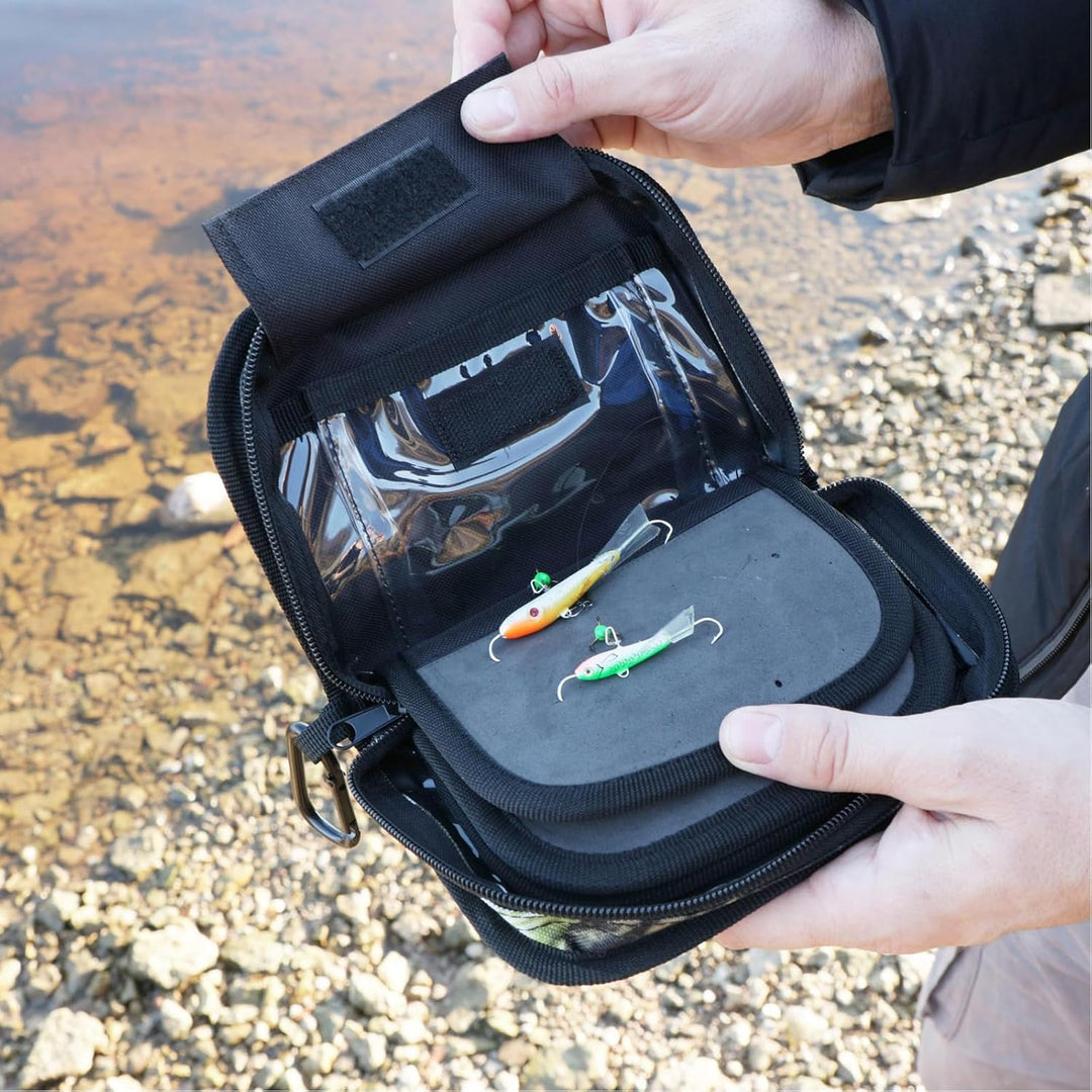 Kylebooker Aufbewahrungstasche für Angelköder Spinner Baits Wallet Case Flies Box Schwarz, Schwarz