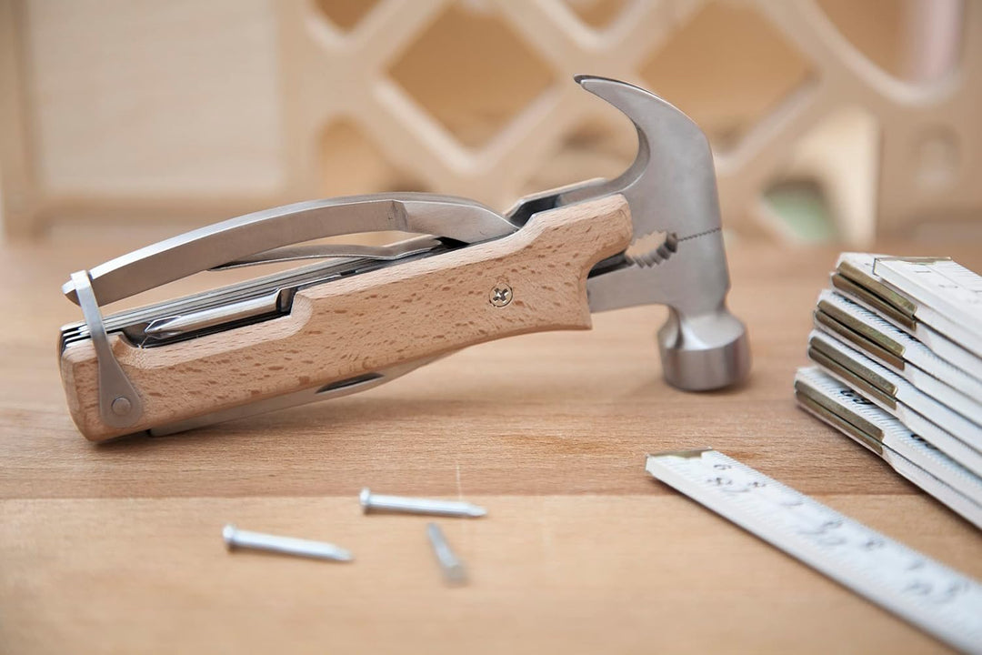Kikkerland Multifunktionswerkzeug Holz "Hammer Tool", CD502-W Weisser Holzhammer, Weisser Holzhammer