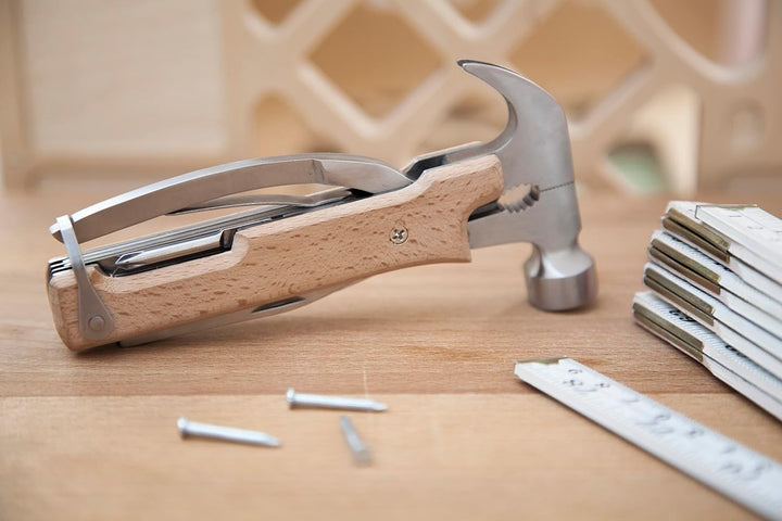 Kikkerland Multifunktionswerkzeug Holz "Hammer Tool", CD502-W Weisser Holzhammer, Weisser Holzhammer