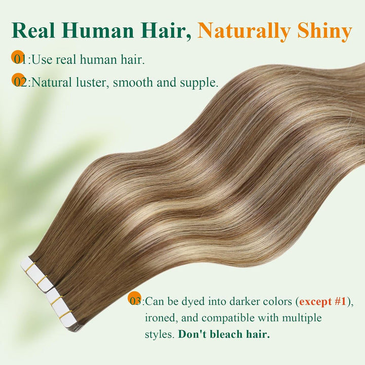 Easyouth Tape on Extension Echthaar Remy Adhesive on Haar #4/27/4 35 cm 1-4 #3/8/22, 35 cm 1-4 #3/8/