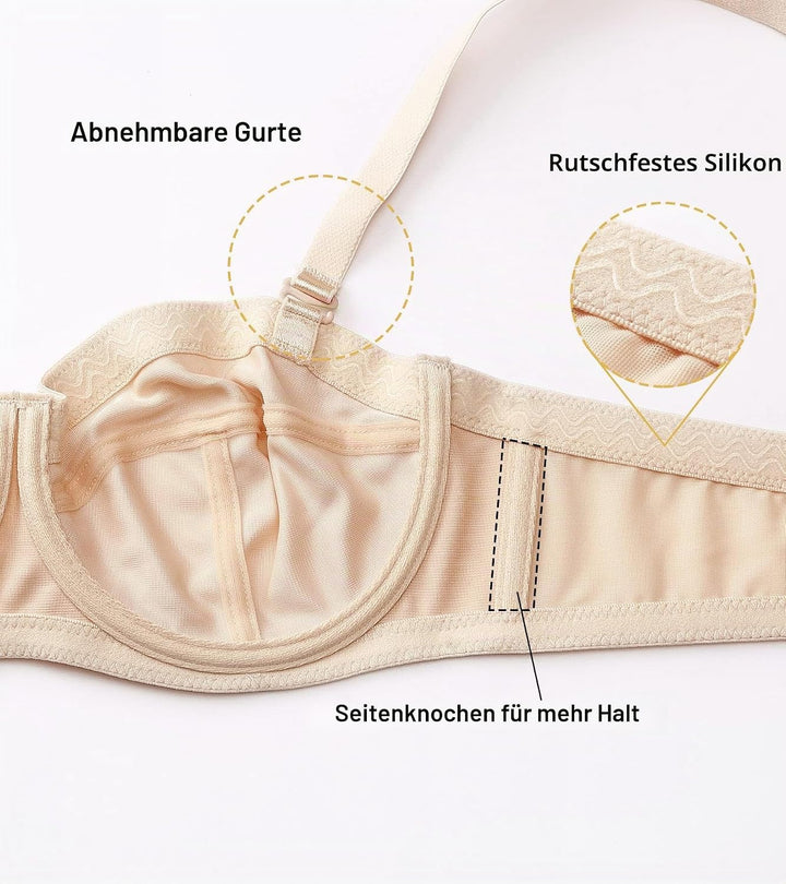 DELIMIRA Damen Trägerloser BH mit Bügel Grosse Grössen Bandeau Dirndl BHS ohne Polster 75G Beige, 75