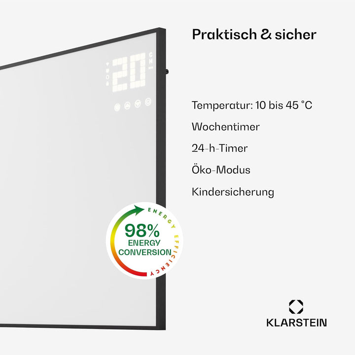 Klarstein Infrarotheizung mit Thermostat, 770W Elektroheizung, Smart Home Bild-Infrarotheizung zur W