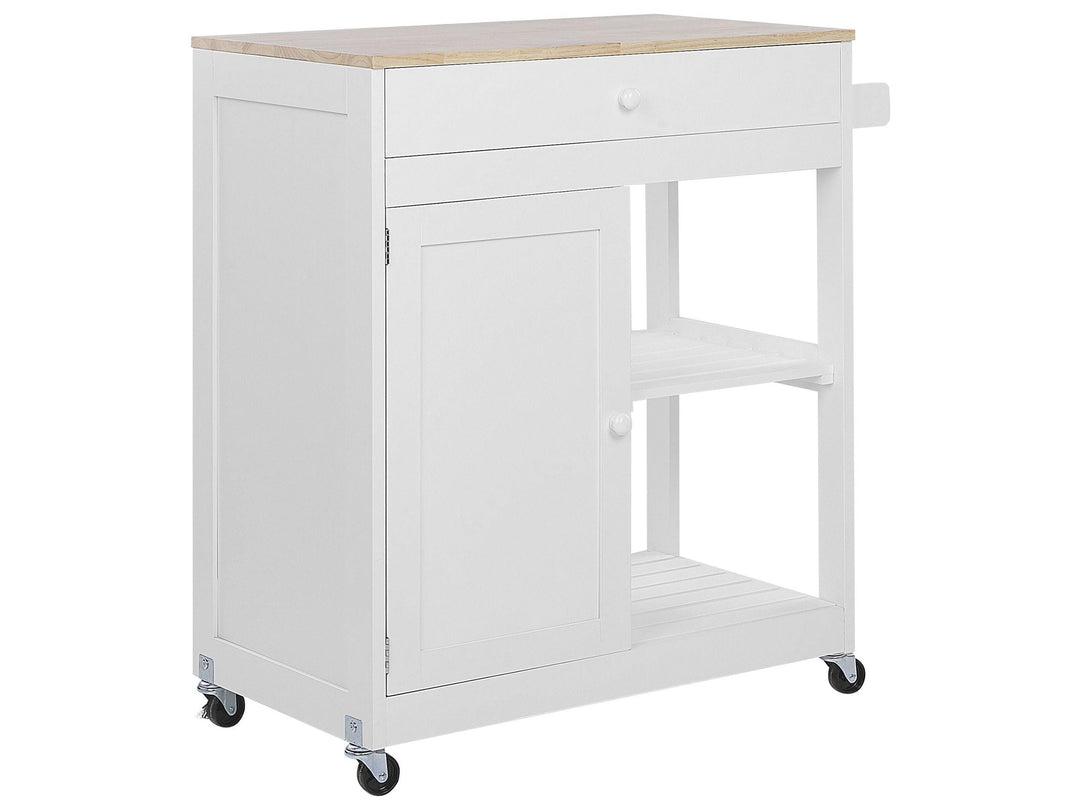 Beliani Praktischer Servierwagen mit Ablage Schublade Schrank Landhausstil weiss Trapani