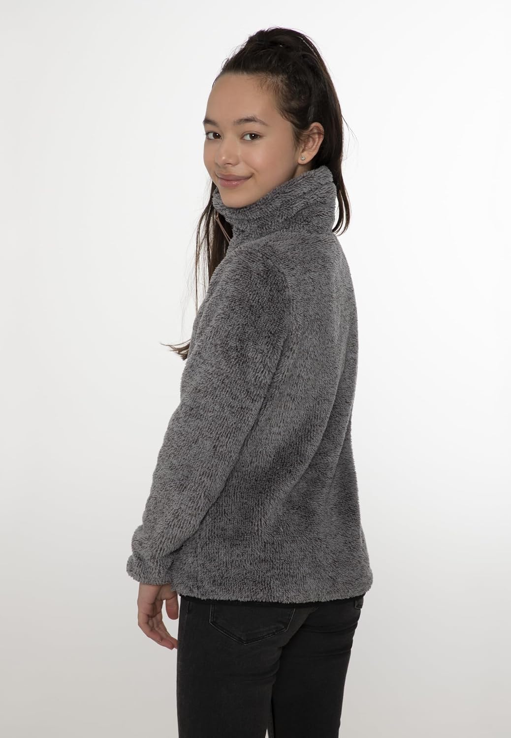 Protest Mädchen Oberteil Mit Durchgehendem Reissverschluss Riri JR 164 Dark Grey Melee, 164 Dark Gre