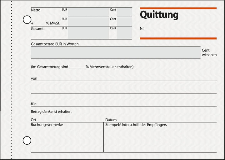 SIGEL RC021/10 Quittungsblock A6 quer, aus Recycling-Papier, 10 Stück, 100 Blatt, 10 Stück