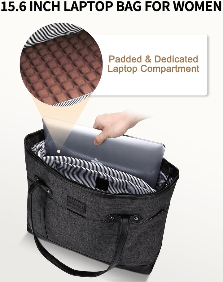 RAVUO Laptop Handtasche Damen,Elegant 15,6 Zoll Schultertasche Wasserdicht Shopper Aktentasche Busin