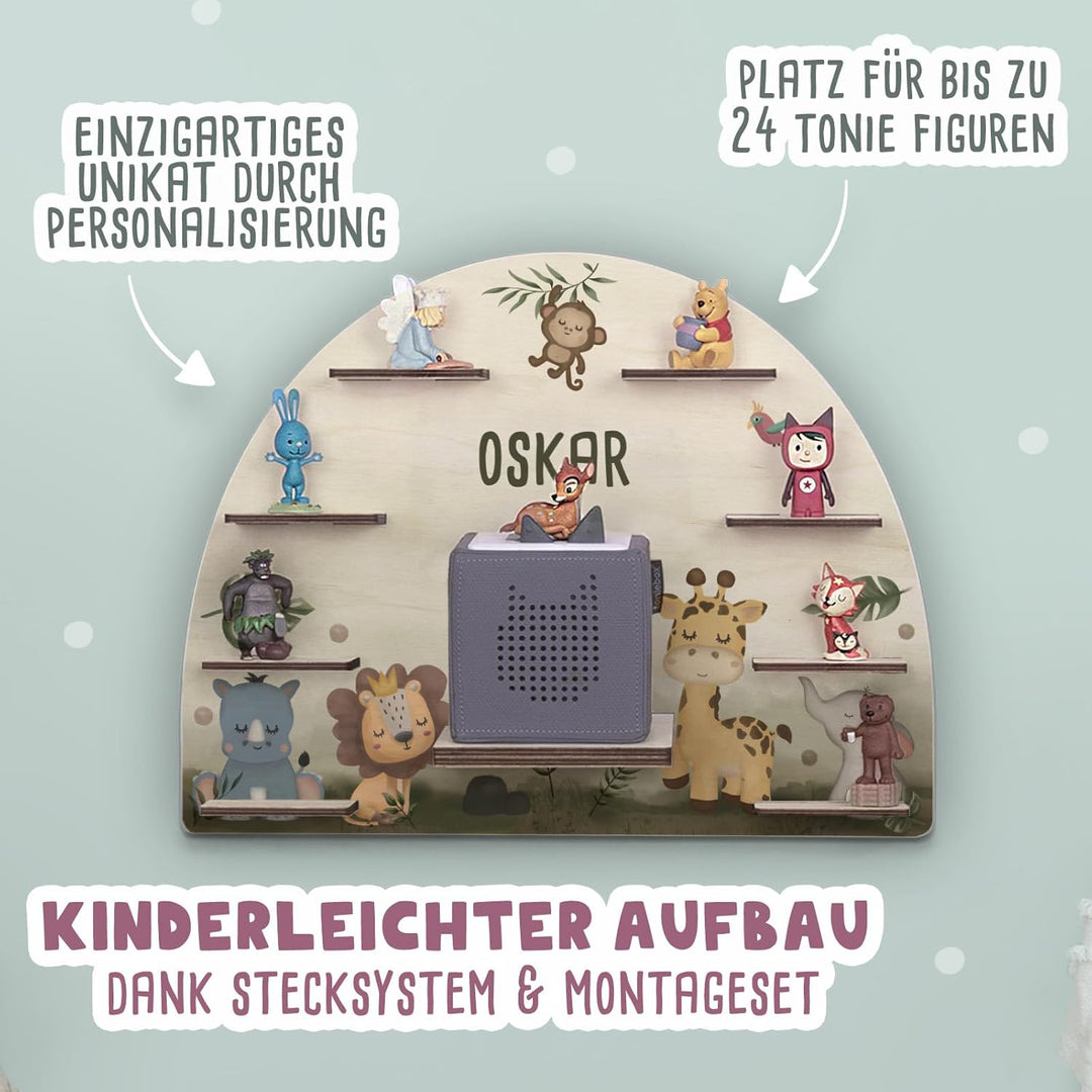 hellomini Personalisiertes Toniebox Regal für Toniebox 1 & Toniebox 2 - Tonie Regal Kinder mit Wunsc