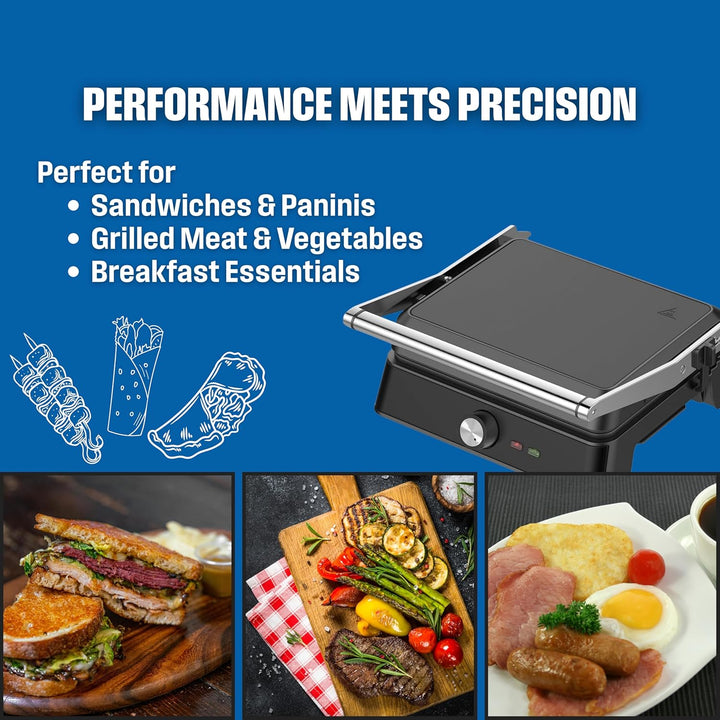 Westinghouse Retro Kontaktgrill mit 180°-Öffnung, Sandwichmaker mit Cool-Touch Griff & Höhenverstell