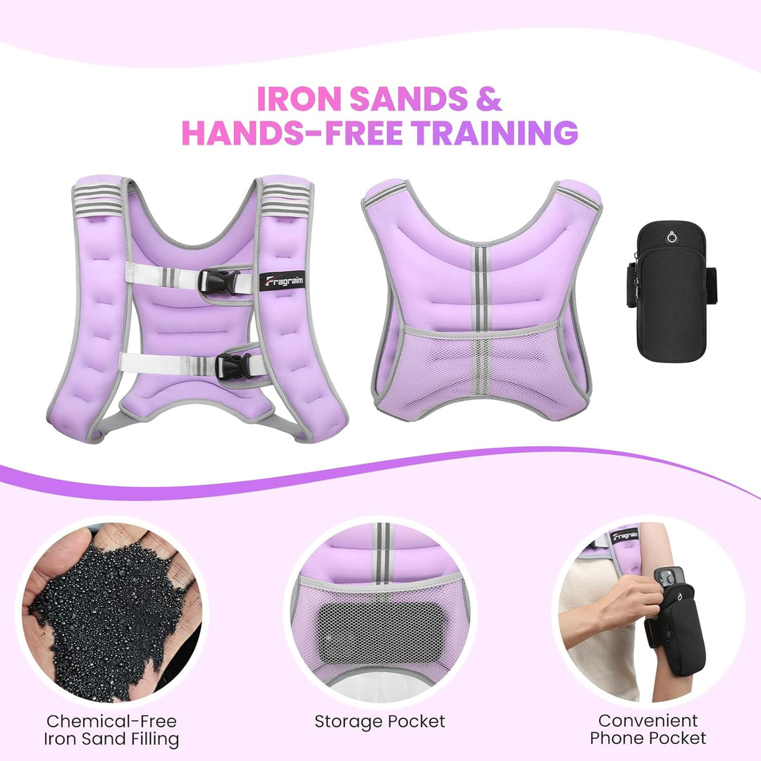Fragraim Gewichtsweste, 6 kg/8 kg/10 kg/12 kg/16 kg Gewichtsweste für Frauen Herren mit reflektieren