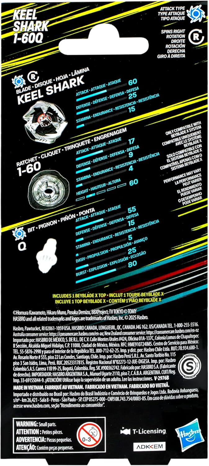 Beyblade X Keel Shark 1-60Q Booster Pack Set mit Attack Type Top; Authentische Takara Tomy Battle To
