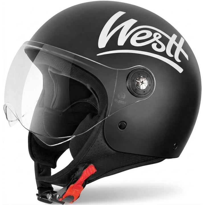 Westt Jethelm mit Visier ECE 22.06 – Leichter Motorradhelm für Damen und Herren – Roller Helm Mopedh
