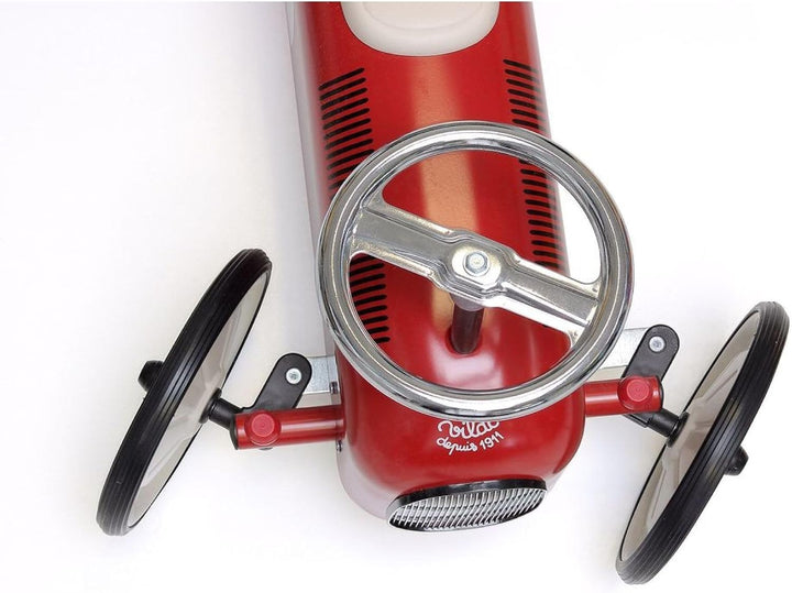 Vilac - Rutschauto Vintage Rot und Creme aus Metall – neue Räder &amp; Sitzfläche cremeweiss raffiniert