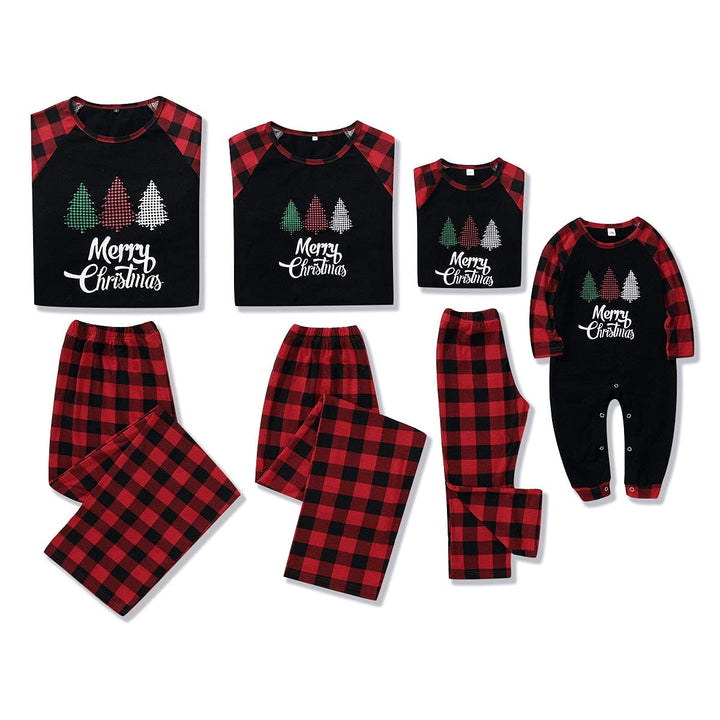 Weihnachten Familie Pyjama Set Schlafanzug Elch Rotes Kariertes Schlafanzüge für Vater Mutter Kinder