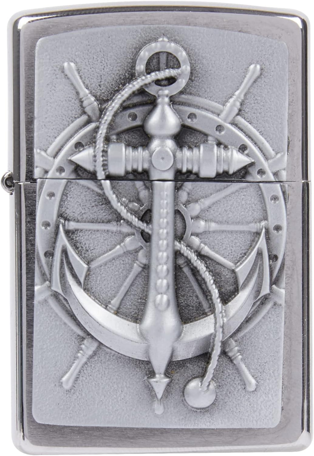 Zippo Feuerzeug 2004290 Nautic Benzinfeuerzeug, Messing, Edelstahloptik, 1 x 3,5 x 5,5 cm, Edelstahl