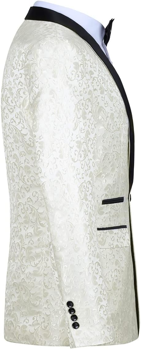 Allthemen Sakko Herren Slim Fit Jacquard Bunte Sakko Casual Blazer Glitzer Smokingjacke Anzugjacke f