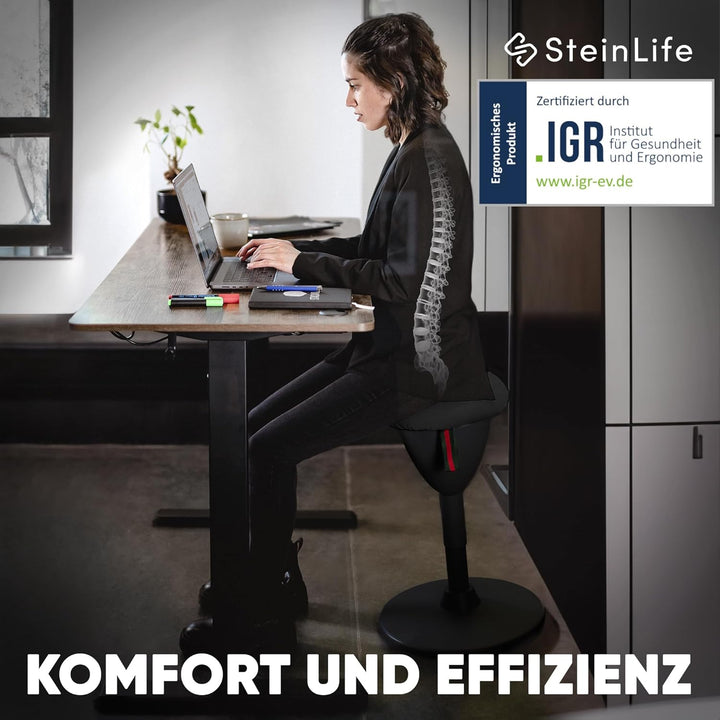 SteinLife Cone Bürohocker Ergonomisch [TESTSIEGER] Sitzhocker Höhenverstellbar [48-68cm] Ergonomisch