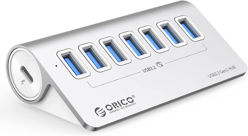 USB C Hub, ORICO USB C 3.2 GEN 1 Hub, 7-Port Aluminium USB Verteiler mit 1M USB C Kabel, 5Gbps, USB