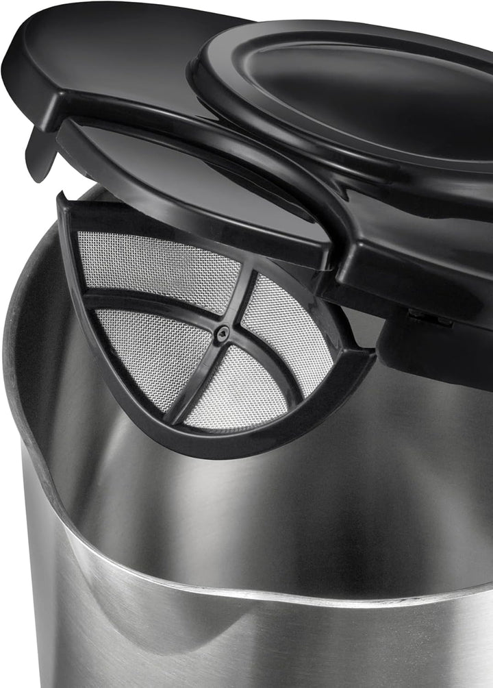 Unold 18015 Wasserkocher - Edelstahl Kettle, Schwarz, 1,5 L, EU Stecker, 2200 W, Blitzkocher, 360° d