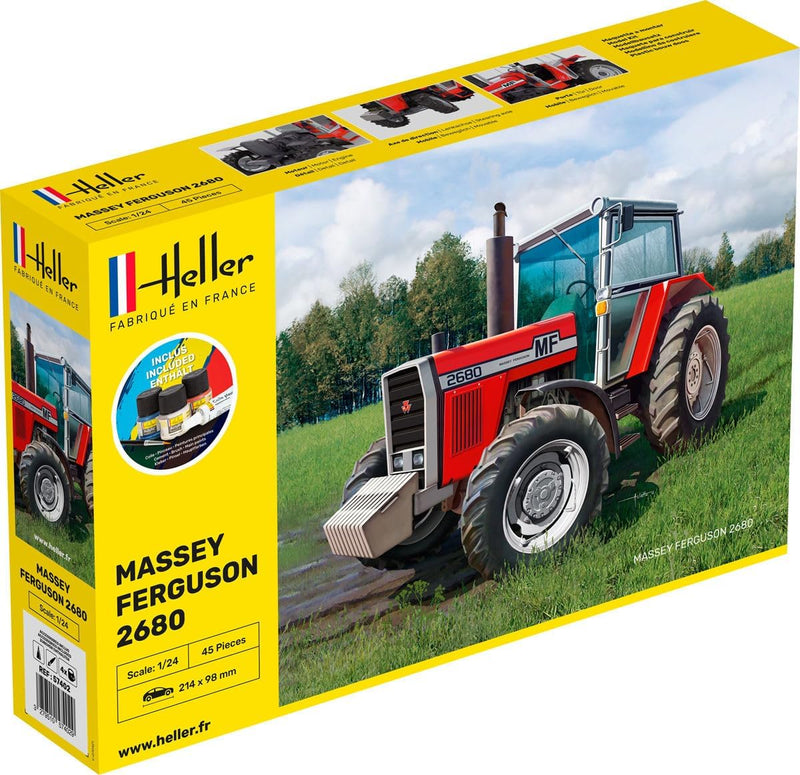 Heller 57402 Massey-Ferguson 2680, mit Farbe, Kleber, Pinsel Modellbausatz, grau