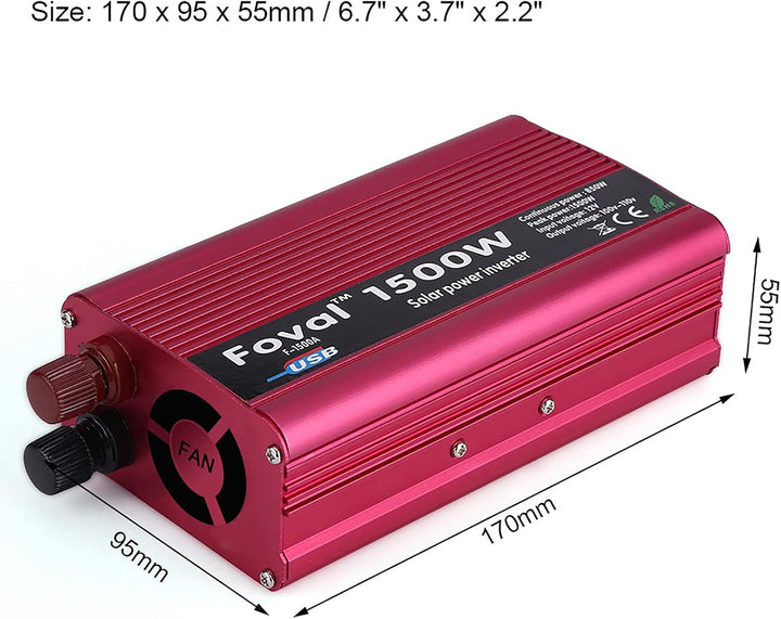 Auto Wechselrichter, 1500W DC 12V zu AC 110V Auto-Wechselrichter Konverter USB-Ladegerät Adapter mit