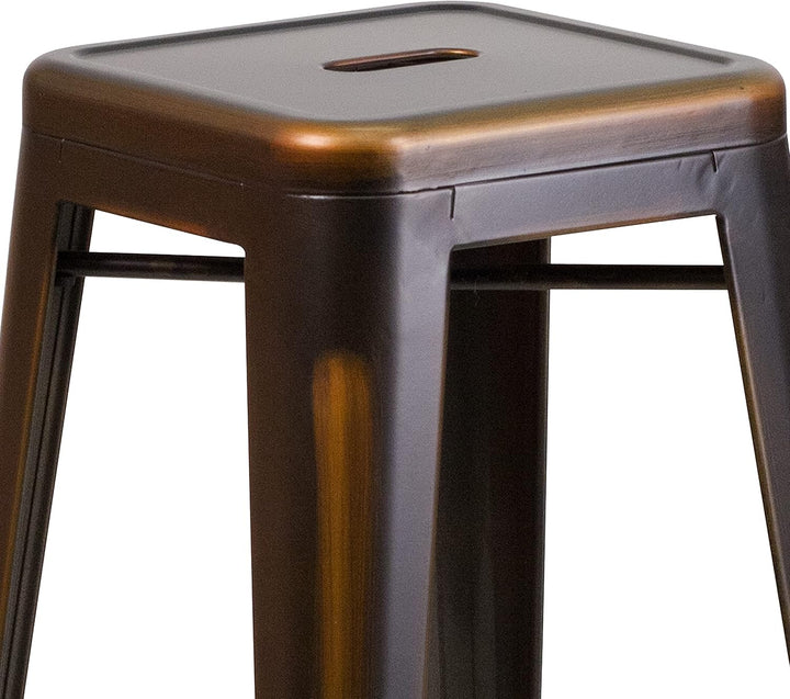 Flash Furniture Kai Barhocker, kommerzielle Qualität, 76,2 cm hoch, rückenfrei, Kupfer im Used-Look,