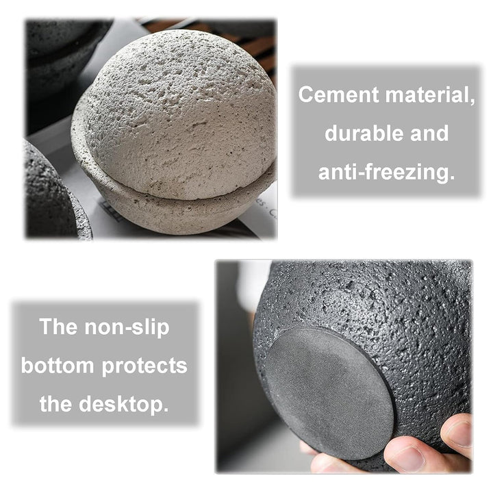 Tischmülleimer Abfallbehälter-Material: Beton + EdelstahFür Draussen Balkon Geruchsdicht,(B, Schwarz