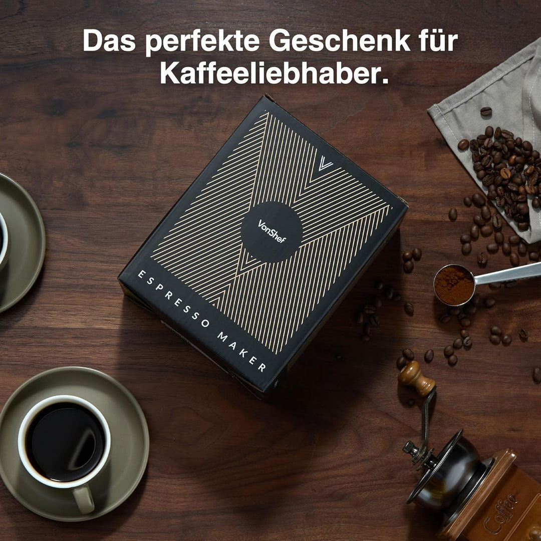 VonShef Espressokanne für den Herd, 450 ml Italienischer Espressokocher aus Aluminium für Gas- & Ele