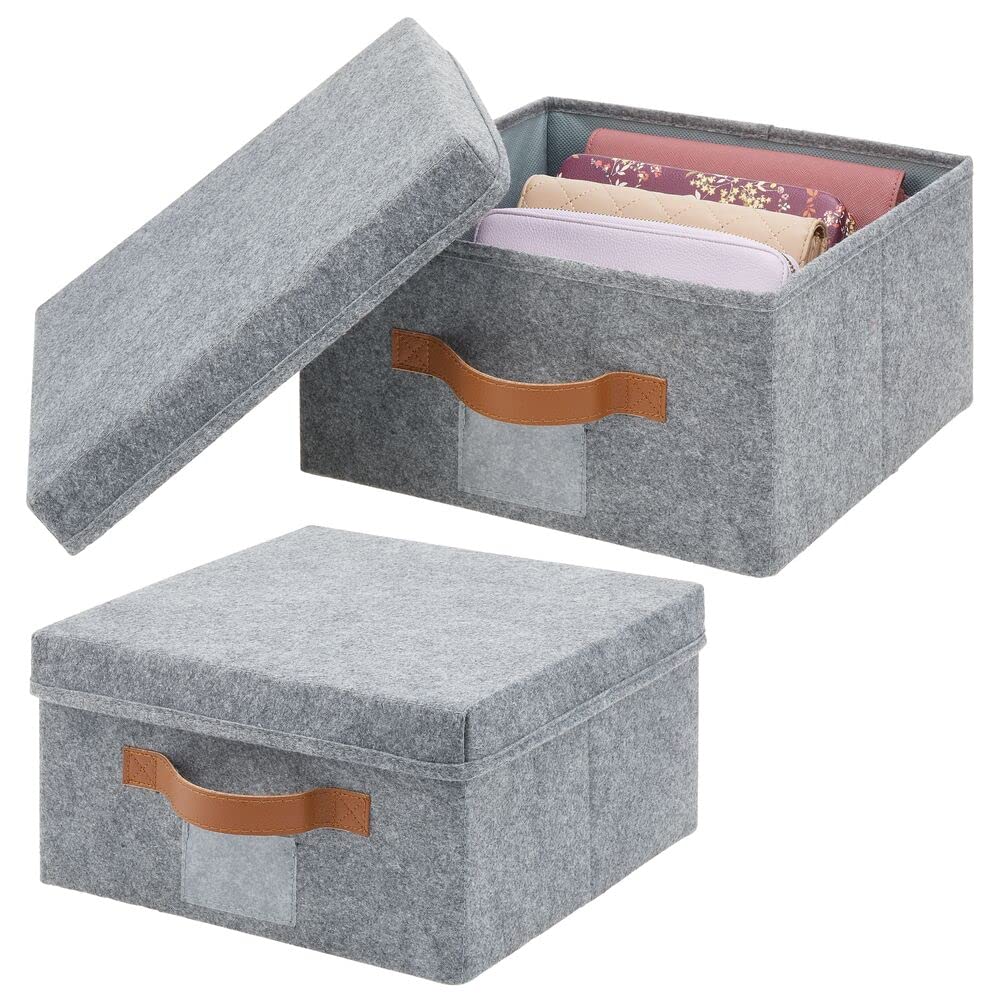 mDesign 2er-Set Aufbewahrungsbox für den Schrank, das Schlafzimmer usw. – grosse Ordnungsbox mit Dec
