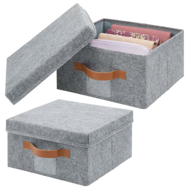 mDesign 2er-Set Aufbewahrungsbox für den Schrank, das Schlafzimmer usw. – grosse Ordnungsbox mit Dec