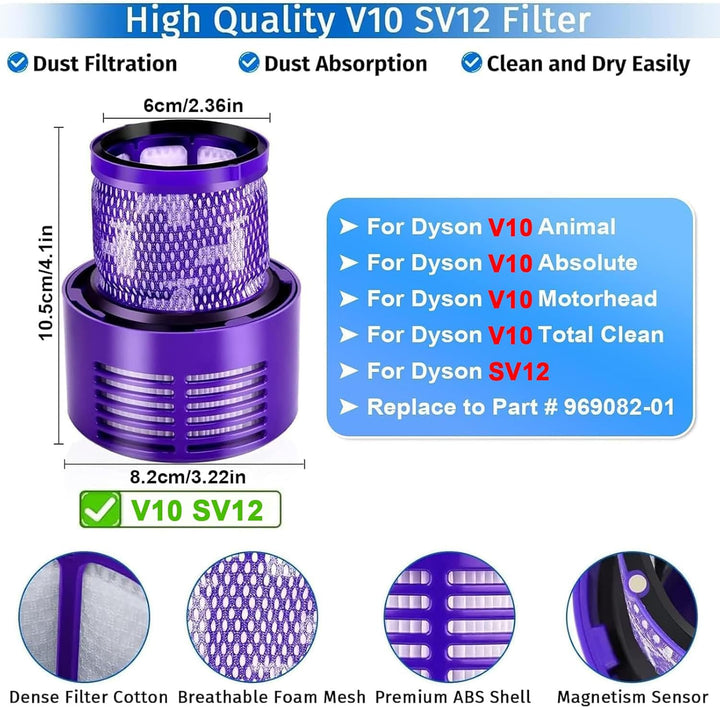 Rebirthcare 3 stück filters für dyson v10 sv12, für dyson v10 cyclone absolute animal, v10 motorhead