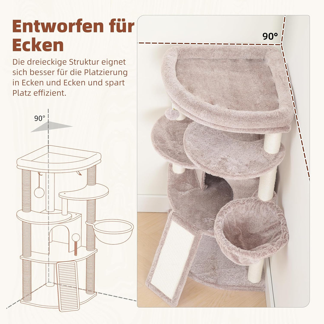 Gitelsnour Eck-Kratzbaum, Katzenbaum für Innenbereich, Mehrstöckiges katzenkratzbaum mit vollständig