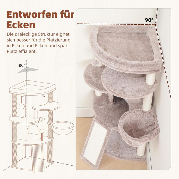 Gitelsnour Eck-Kratzbaum, Katzenbaum für Innenbereich, Mehrstöckiges katzenkratzbaum mit vollständig