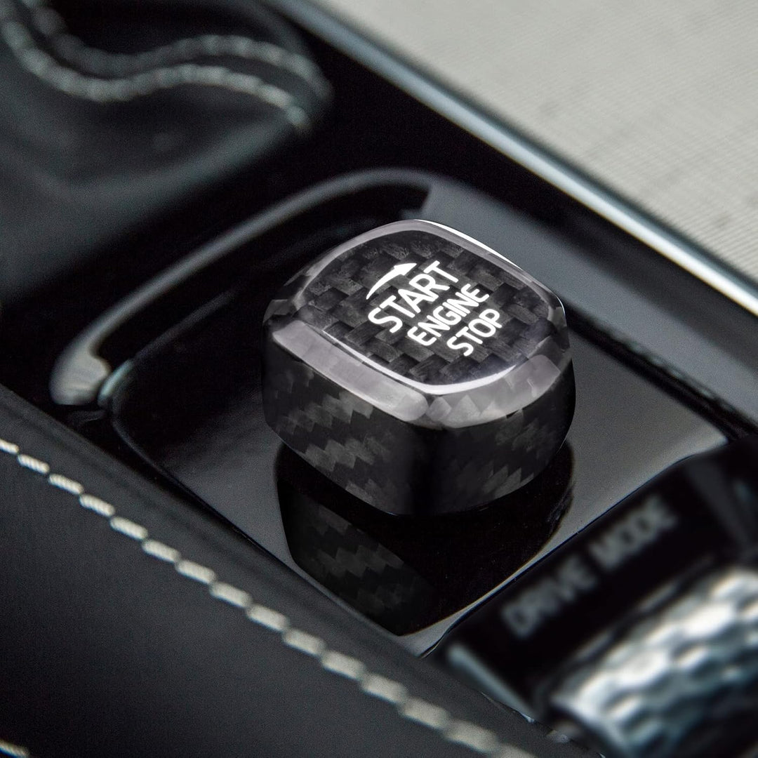 KUNGKIC Kohlefaser Auto-Motor-Start-Stopp-Schalter Carbon Fiber Engine Start Button accessories für