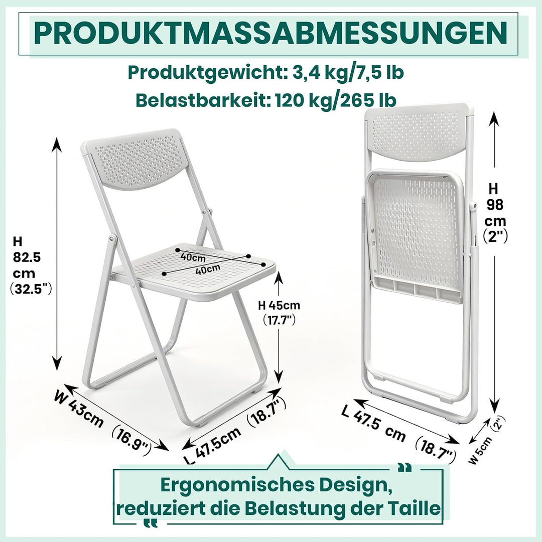 Ultraleichter Ultradünner Klappstuhl 4er Set, Tragbarer Atmungsaktiver Faltstuhl Mit Perforierter Si