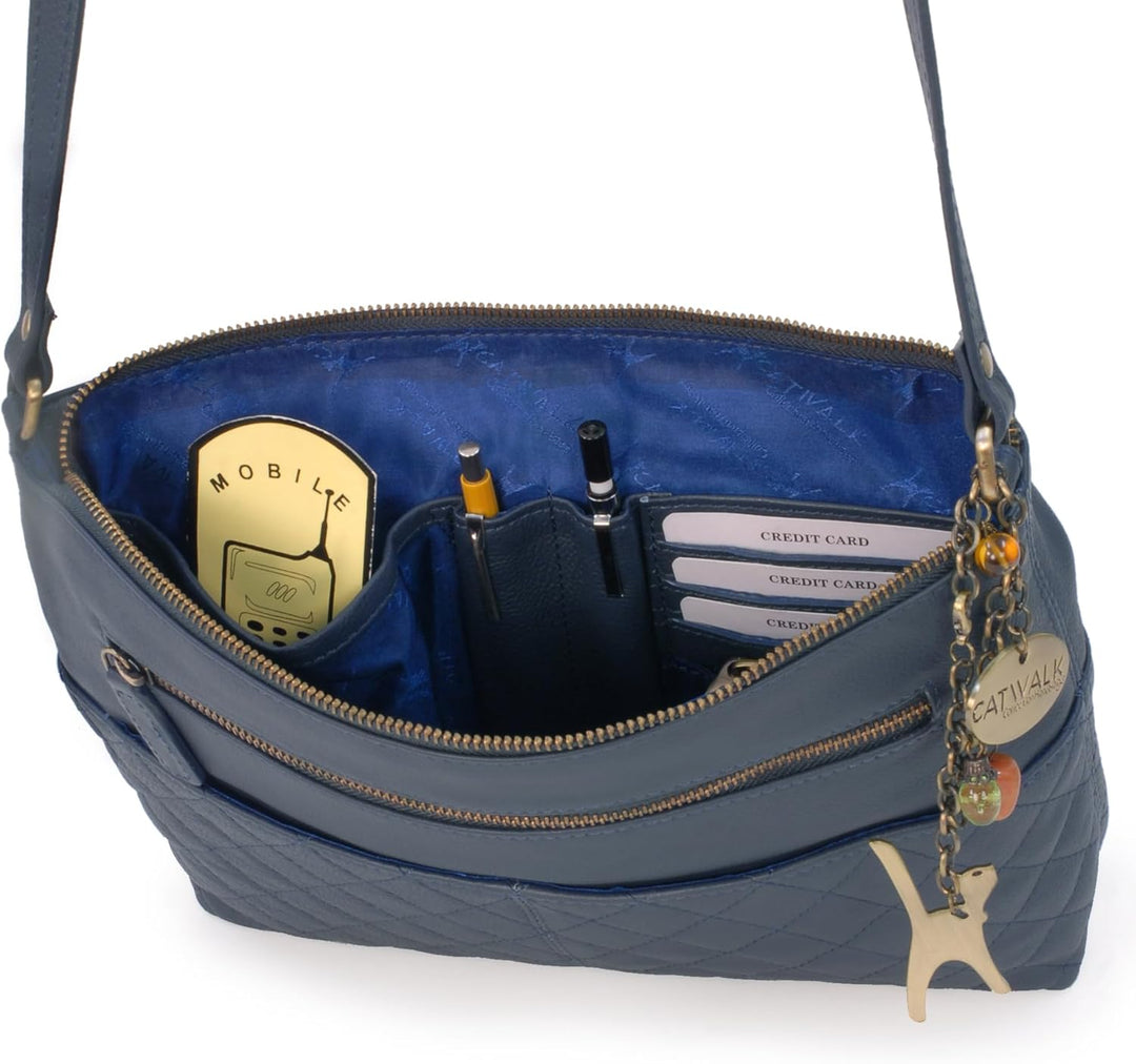 Catwalk Collection Handbags - Damen Umhängetasche Mittelgross - Crossbody Bag/Handtasche - Gesteppte
