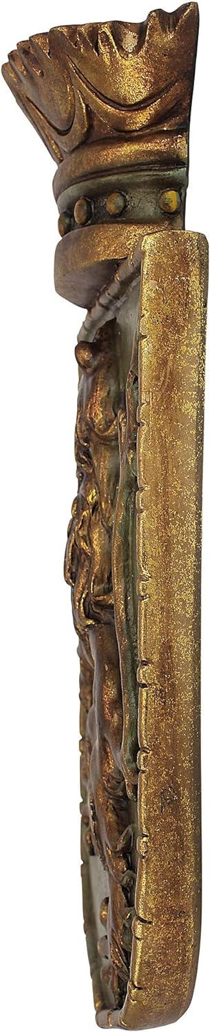 Design Toscano Mittelalterliches Schild Aufgerichteter Löwe, Wandskulptur Mittelalterlicher Rampant