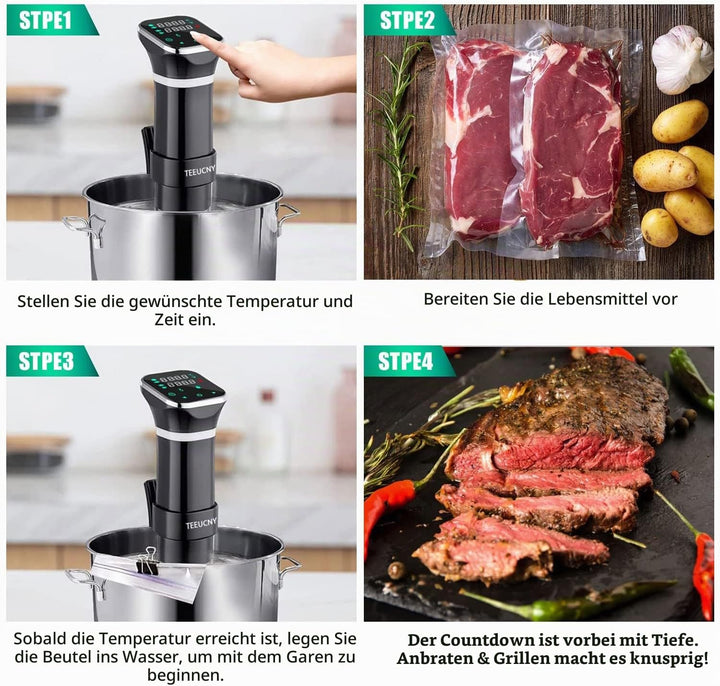 Sous Vide, TEEUCNY 1100W Sous-vide Stick Präzisionskochtopf Immersion Tauchzirkulator Präziser Tempe