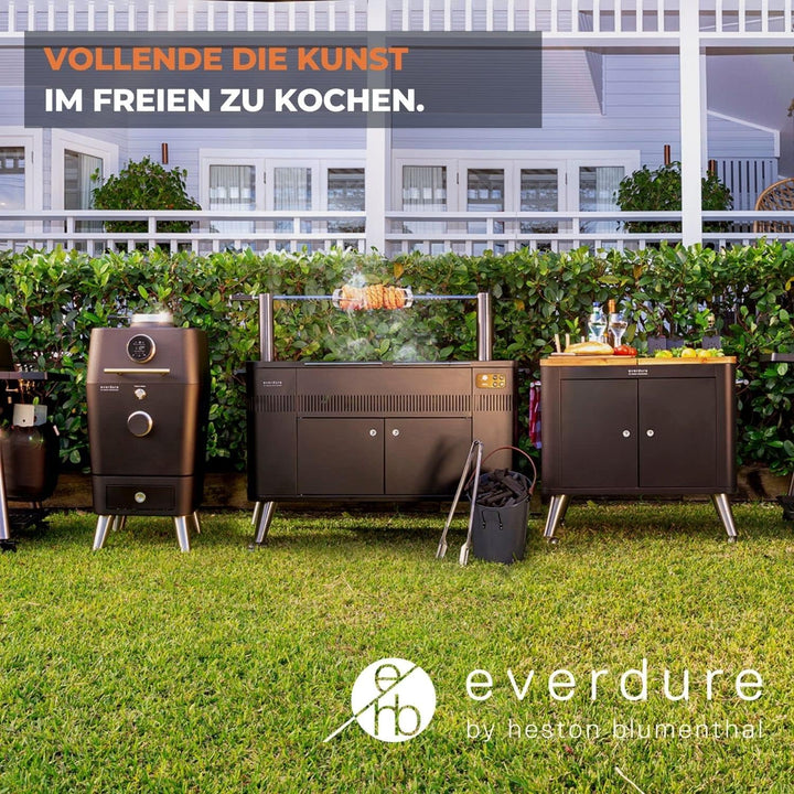 everdure by heston blumenthal Holzkohlegrill CUBE I mobiler Outdoor-Gril in Orange I tragbarer Gourm