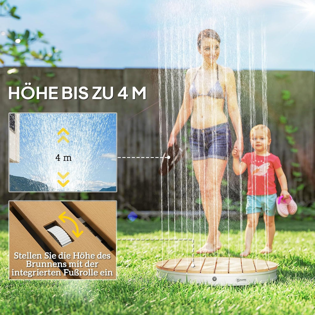 Outsunny Bodendusche Gartendusche mit einstellbar Fussrad Aluminium Aussendusche bis 4 m Fontänenhöh
