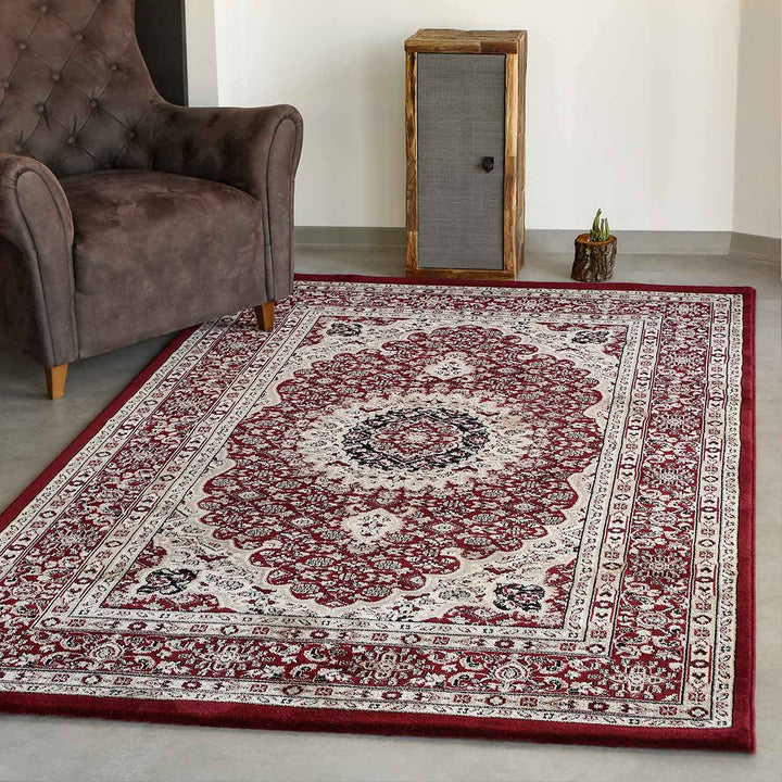 VIMODA Klassisch Orient Teppich dicht gewebt in Dunkel Rot, Masse:80 x 150 cm 80 x 150 cm Rot, 80 x