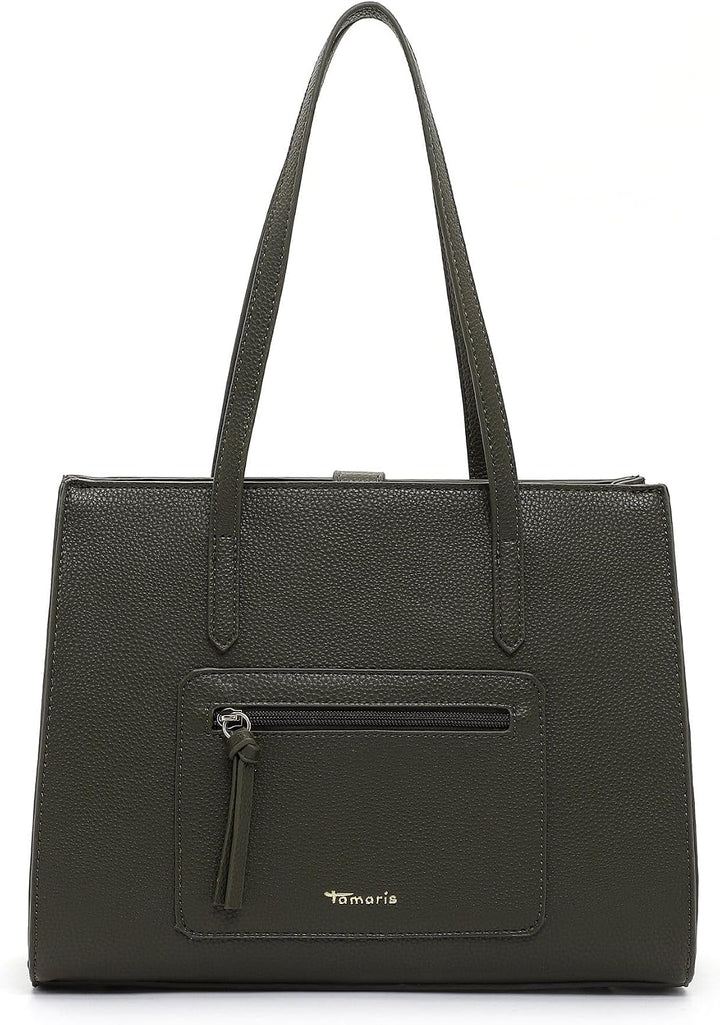Tamaris Shopper Jasmina 31753 Damen Handtaschen Uni Einheitsgrösse Oliv, Einheitsgrösse Oliv