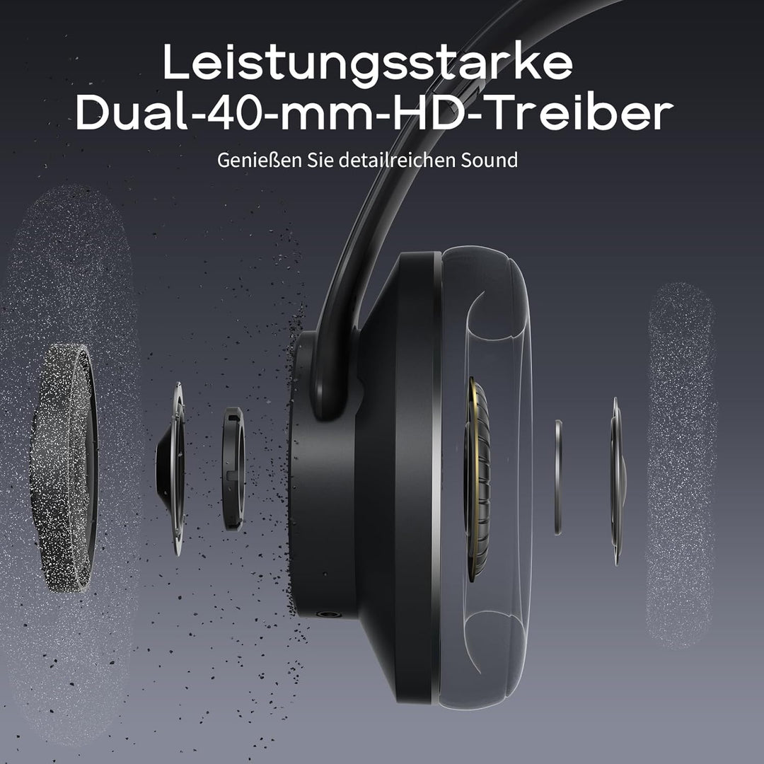 DOQAUS Bluetooth Kopfhörer Over Ear,90H Spielzeit Bluetooth 5.3 Kabellose Kopfhörer mit Mikrofon mit