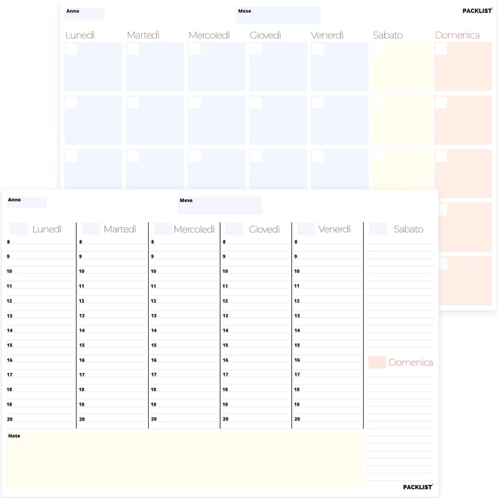 Planner Settimanale + Mensile Scrivania - Due Planning da Tavolo A4, Agenda Settimanale - Mensile -